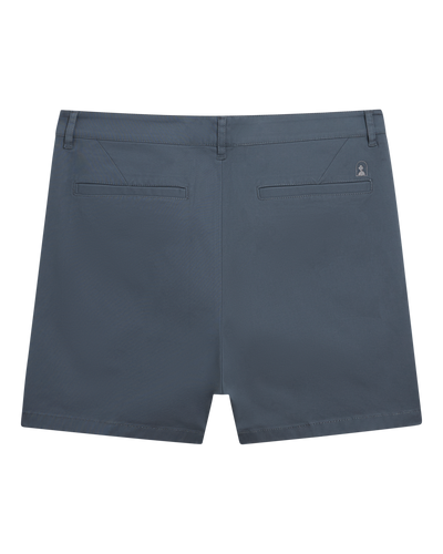 Back view of Dandy Del Mar's The Rhodes Twill Shorts - Abyss in blue washed cotton twill, featuring two back welt pockets and belt loops on the waistband.