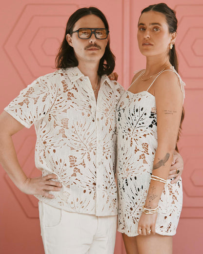 The Monstera Shirt - Scallop - Dandy Del Mar