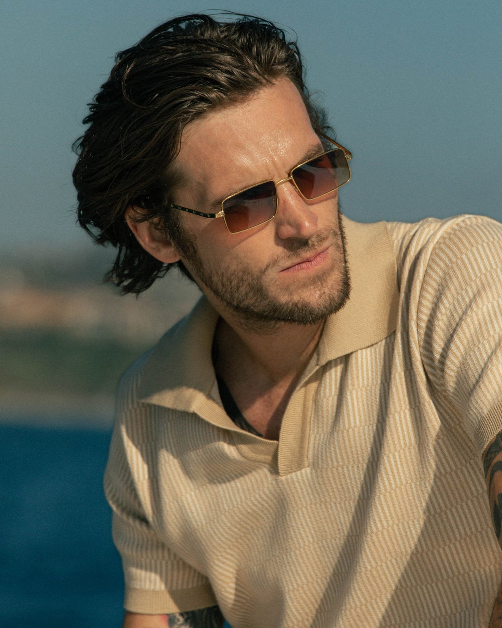 The Sebastian Knit Polo - Shell - Dandy Del Mar