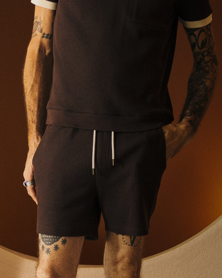 The Cannes Waffle Knit Shorts - Carajillo