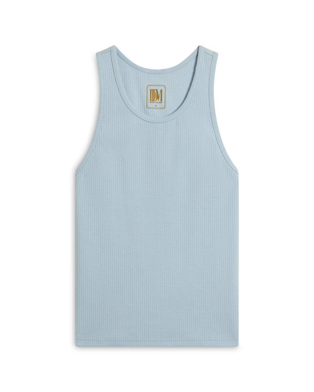 Comet Grey rib knit tank top with scoop neck, from Dandy Del Mar, featuring a small label inside the back.