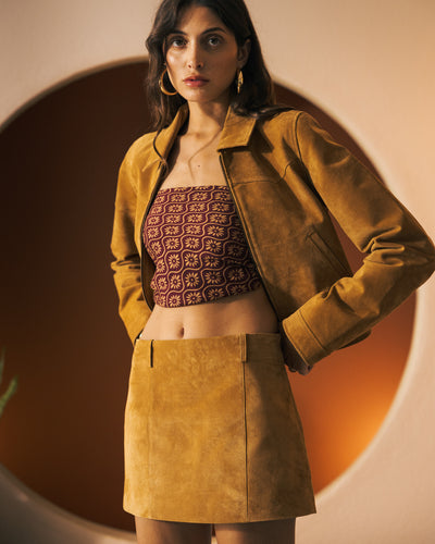The Sicily Leather Skirt - Sable - Dandy Del Mar