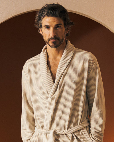 The Tropez Jacquard Robe - Scallop Stripe - Dandy Del Mar