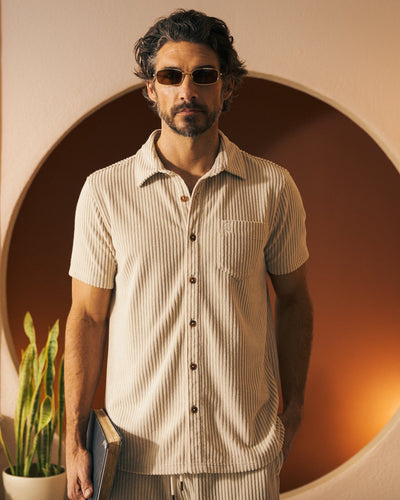 The Tropez Jacquard Shirt - Scallop Stripe - Dandy Del Mar