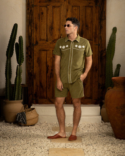 The Gaucho Terry Cloth Shorts - Arbequina