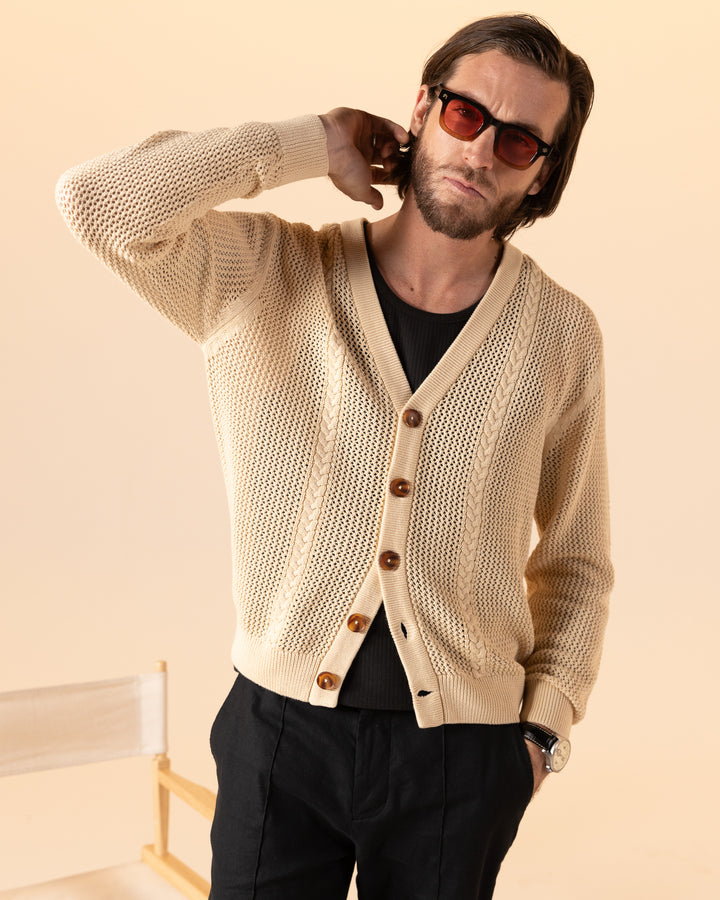 The Crete Crochet Cardigan - Sabbia