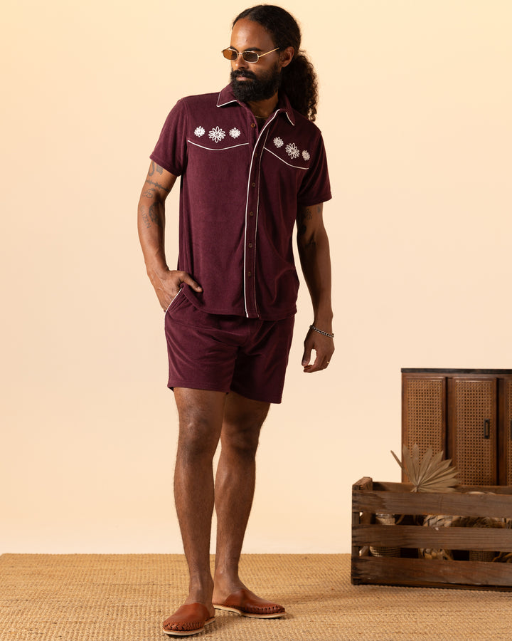 The Gaucho Terry Cloth Short - Bordeaux