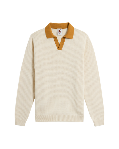 The Sebastian Long Sleeve Polo - Vintage Ivory