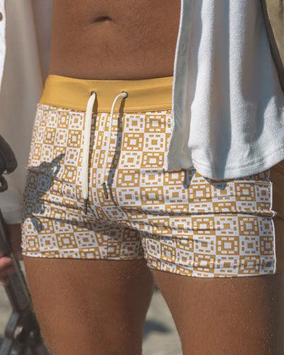The Cassis Square Cut Swim Brief - Oro Riad Print