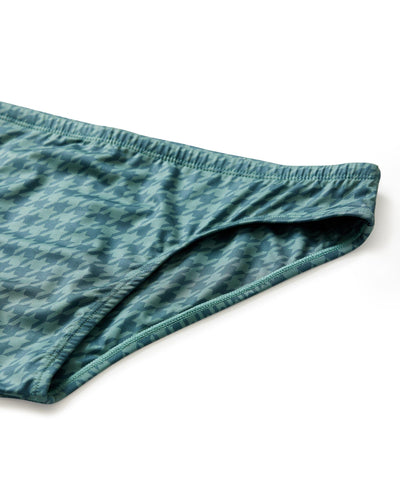 The Belize Swim Briefs - Emerald Houndstooth - Dandy Del Mar