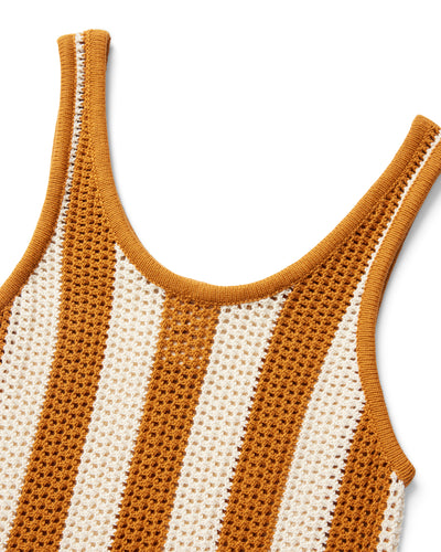 The Malta Crochet Dress - Burnt Sienna Stripe