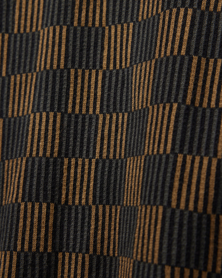 A brown and black checkered Dandy Del Mar Sebastian Knit Polo Shirt - Onyx.