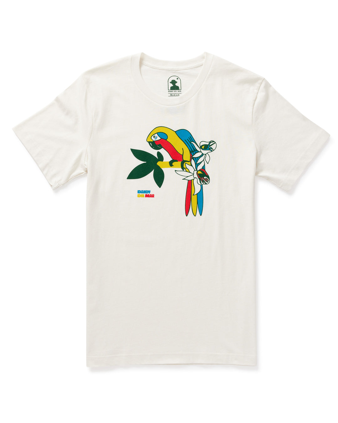 parrot printed white colour tshirt of dandy del mar