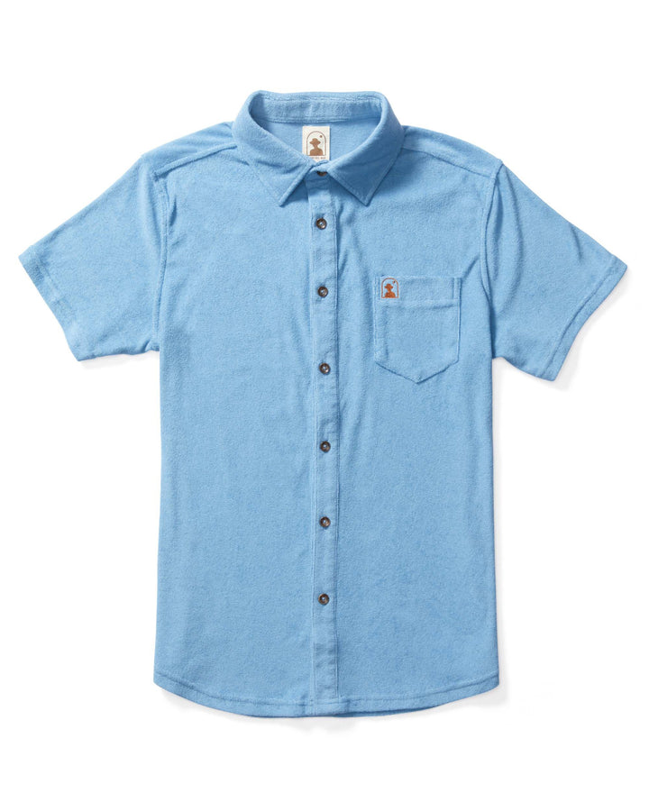 The Tropez Terry Cloth Shirt - Soft Sky Blue