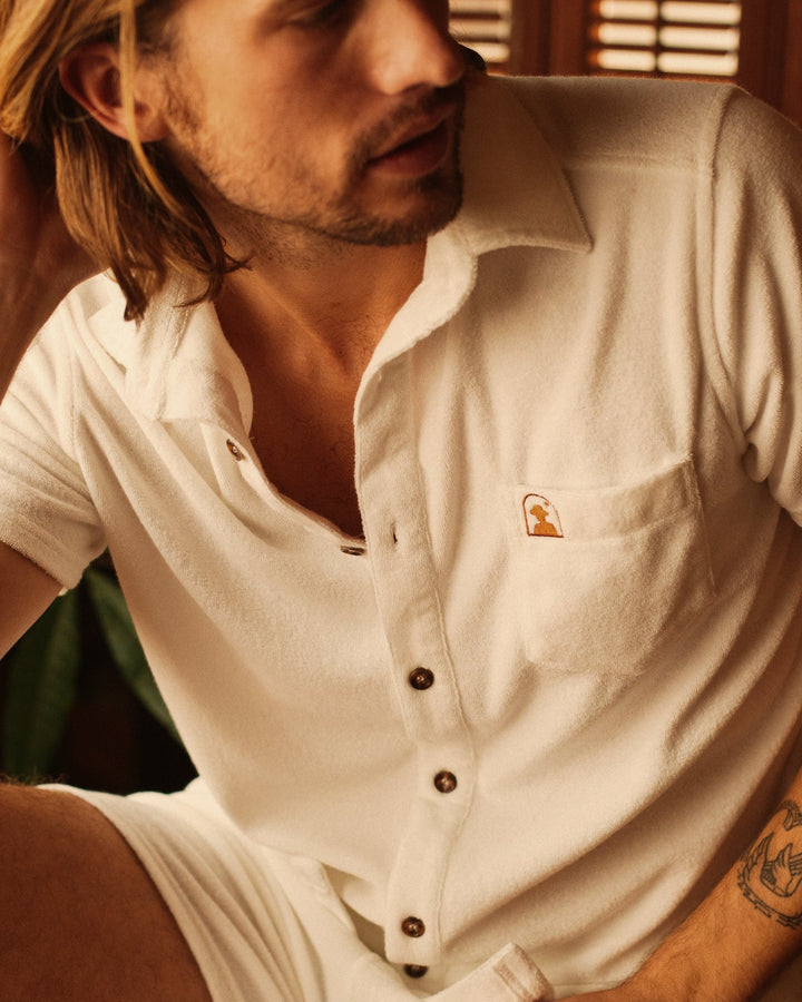 The Tropez Terry Cloth Shirt - Vintage Ivory